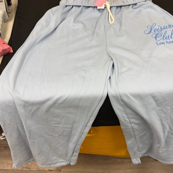 Mighty Fine Light Blue Leisure Club Los Angeles Sweatpants size 1x fold over - Picture 2 of 3